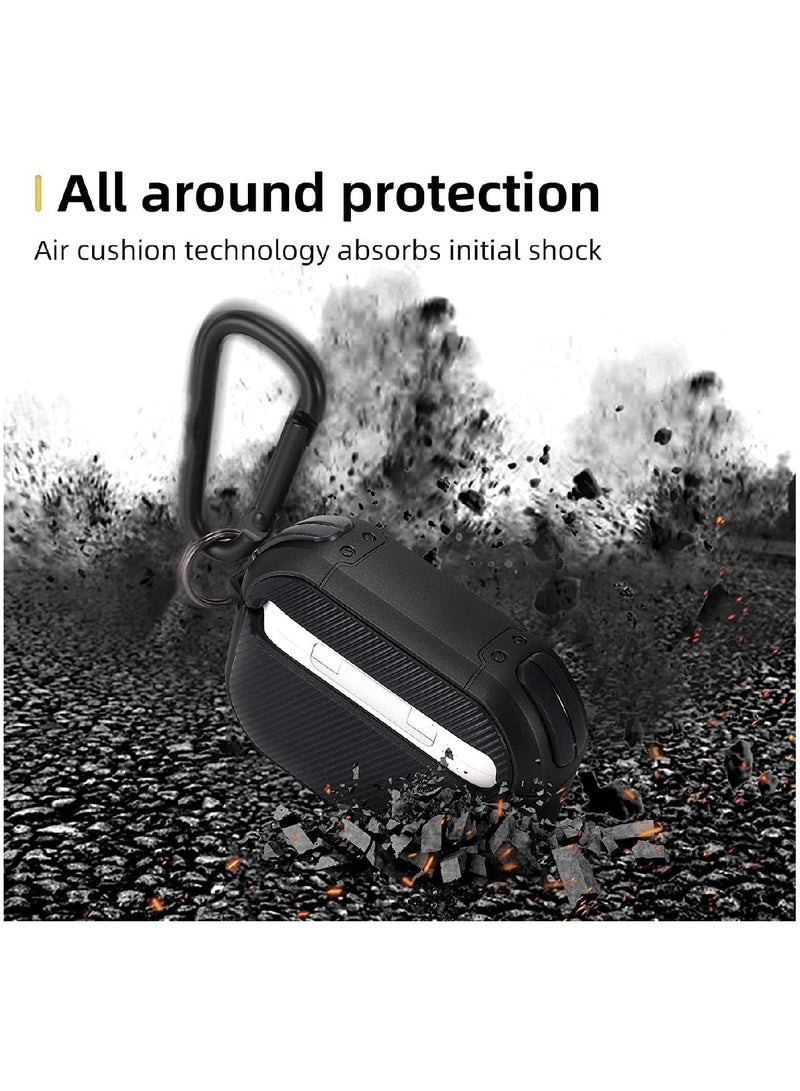 MOBM AirPods Pro Case with Carabiner Shockproof Protective Cover Black - Image 4